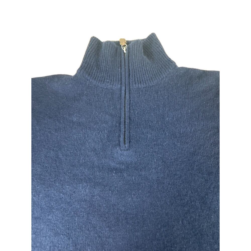 Vtg Polo Ralph Lauren 100% Cashmere Quarter Zip Sweater Navy Blue Men’s Large L - Picture 5 of 11